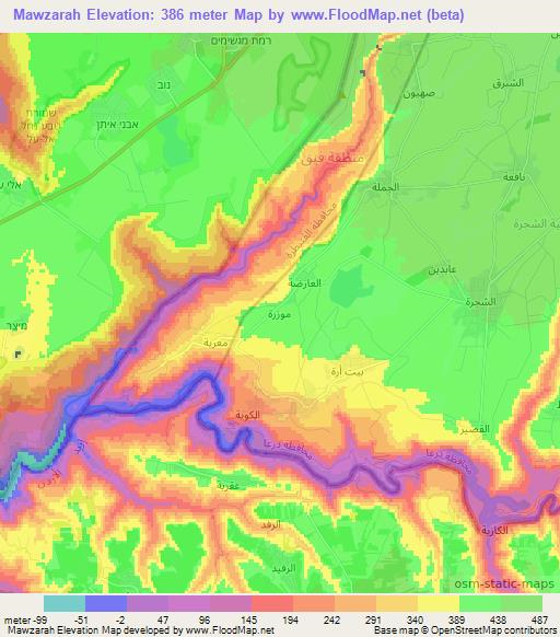 Mawzarah,Syria Elevation Map