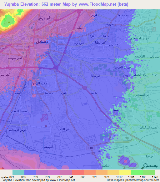 `Aqraba,Syria Elevation Map