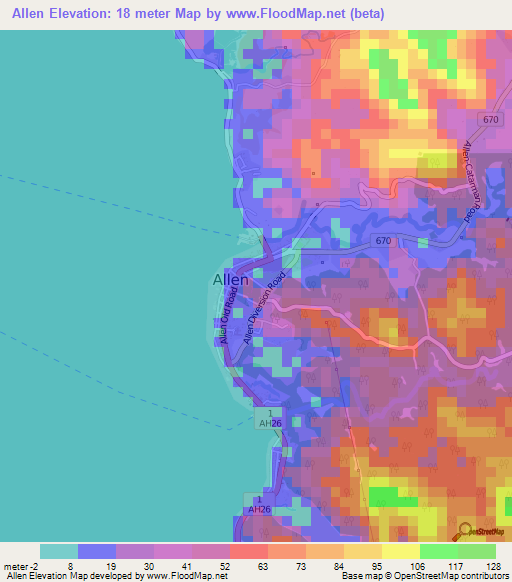 Allen,Philippines Elevation Map