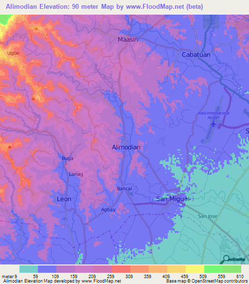 Alimodian,Philippines Elevation Map