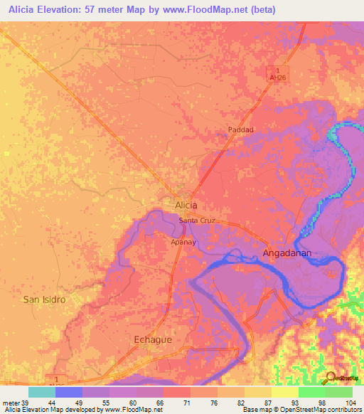 Alicia,Philippines Elevation Map