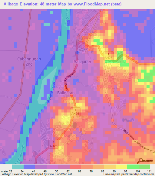 Alibago,Philippines Elevation Map