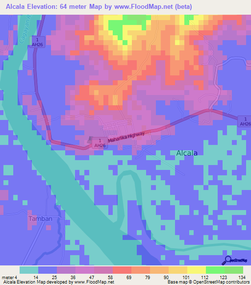 Alcala,Philippines Elevation Map