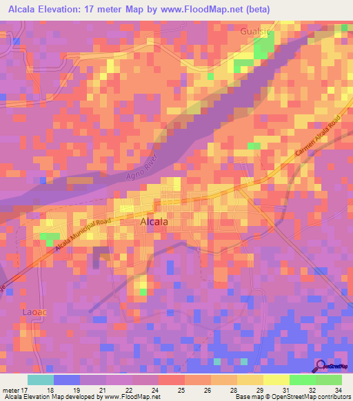 Alcala,Philippines Elevation Map