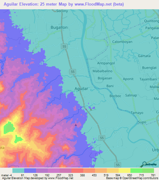 Aguilar,Philippines Elevation Map
