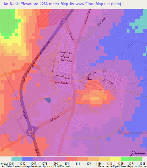 An Nabk,Syria Elevation Map