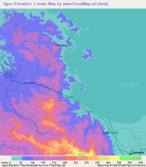 Agoo,Philippines Elevation Map