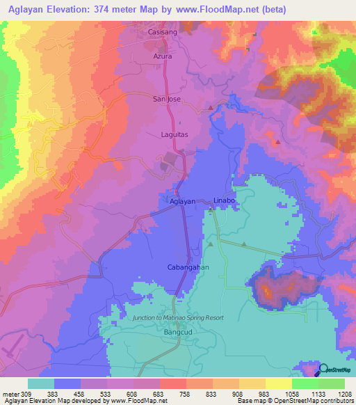 Aglayan,Philippines Elevation Map