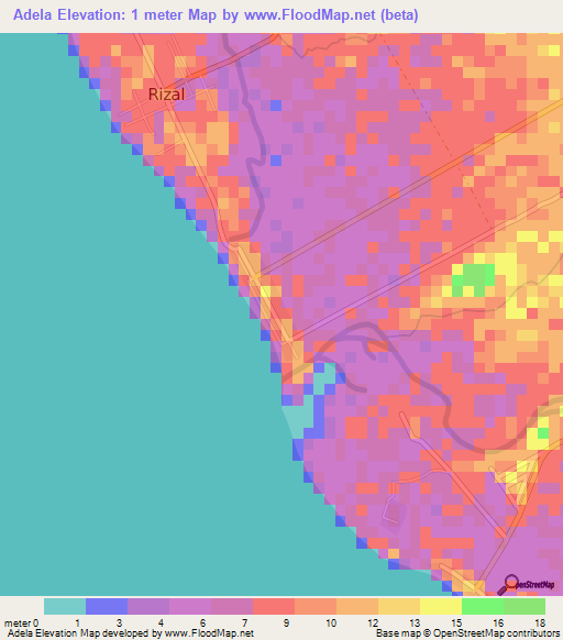 Adela,Philippines Elevation Map