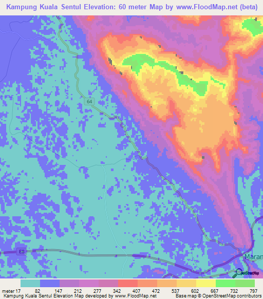 Kampung Kuala Sentul,Malaysia Elevation Map