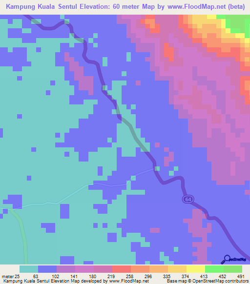 Kampung Kuala Sentul,Malaysia Elevation Map