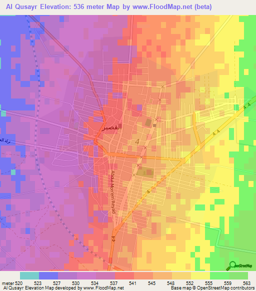 Al Qusayr,Syria Elevation Map