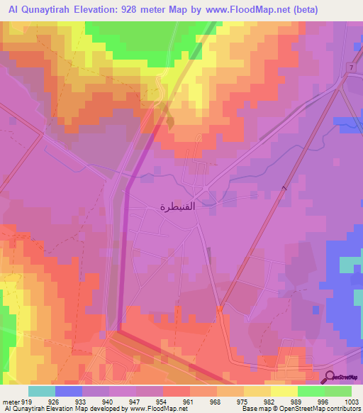 Al Qunaytirah,Syria Elevation Map