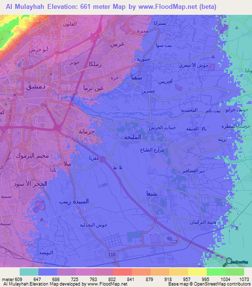 Al Mulayhah,Syria Elevation Map