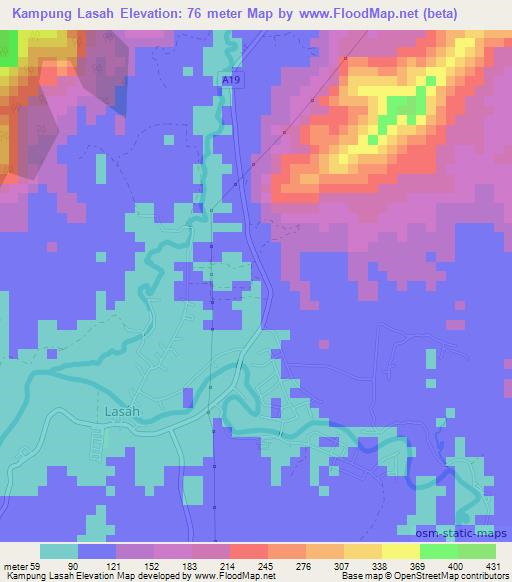 Kampung Lasah,Malaysia Elevation Map