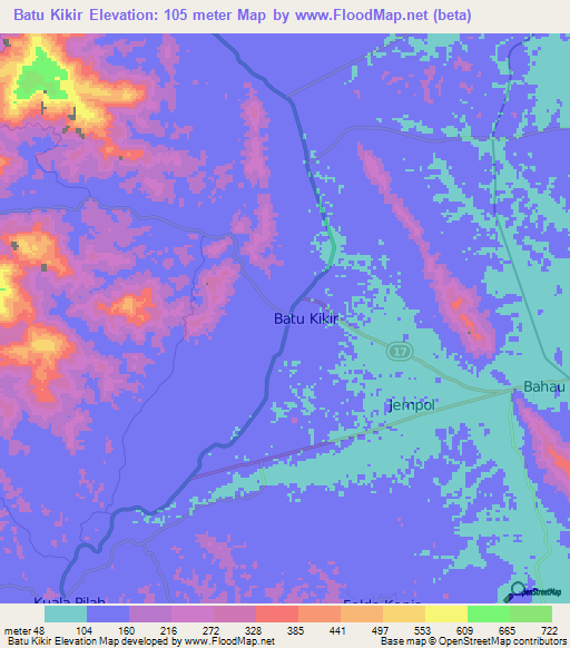 Batu Kikir,Malaysia Elevation Map