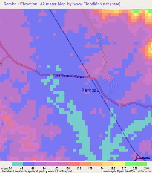 Rembau,Malaysia Elevation Map