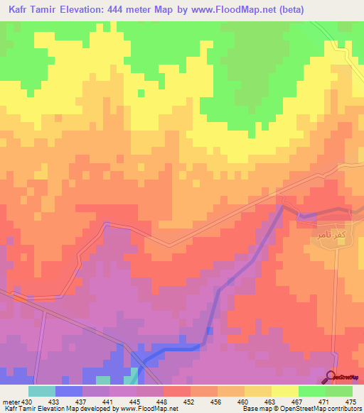 Kafr Tamir,Syria Elevation Map