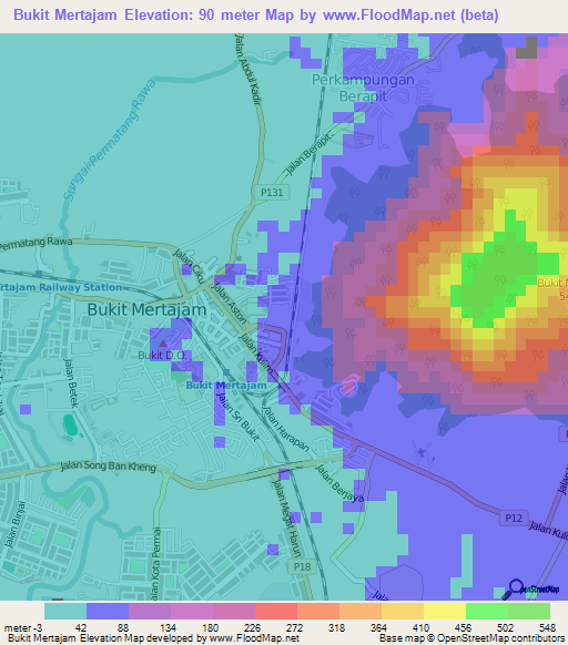 Bukit Mertajam,Malaysia Elevation Map