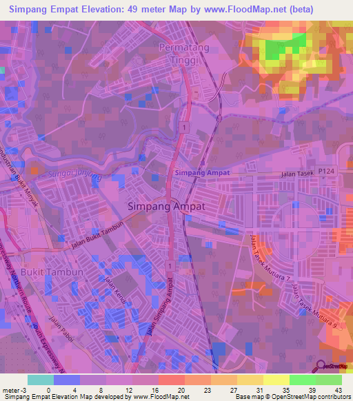 Simpang Empat,Malaysia Elevation Map