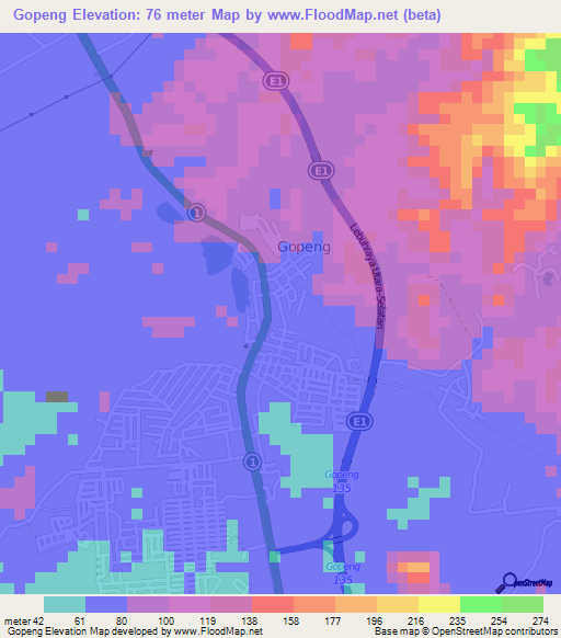 Gopeng,Malaysia Elevation Map