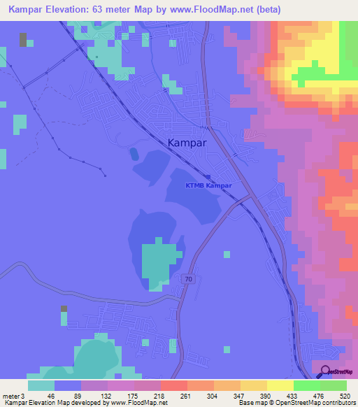 Kampar,Malaysia Elevation Map