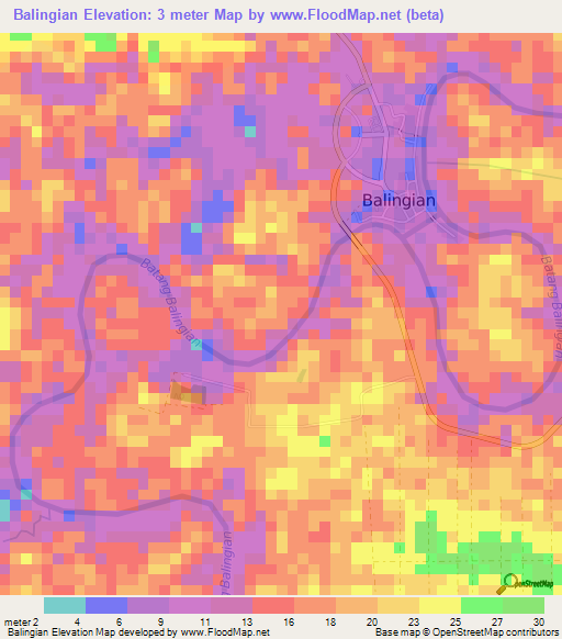 Balingian,Malaysia Elevation Map