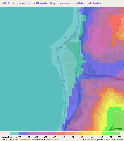 Al Kursi,Syria Elevation Map