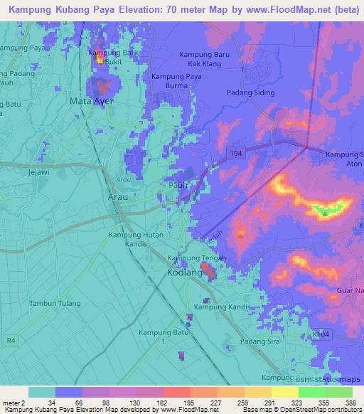 Kampung Kubang Paya,Malaysia Elevation Map