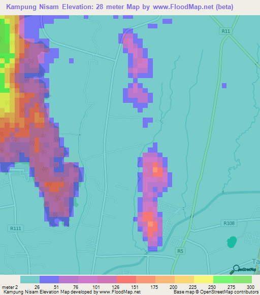 Kampung Nisam,Malaysia Elevation Map