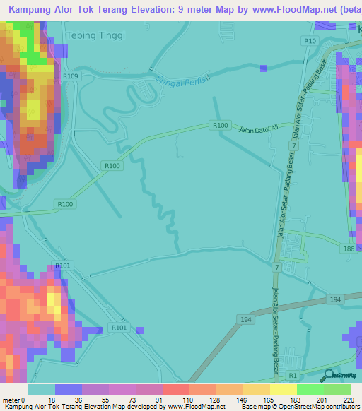 Kampung Alor Tok Terang,Malaysia Elevation Map