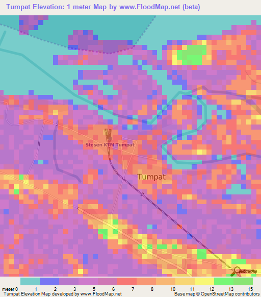 Tumpat,Malaysia Elevation Map