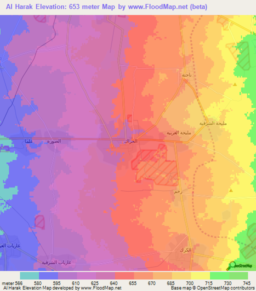 Al Harak,Syria Elevation Map