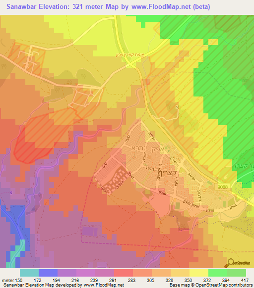 Sanawbar,Syria Elevation Map