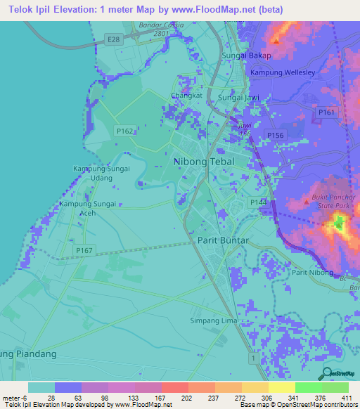 Telok Ipil,Malaysia Elevation Map