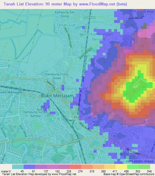 Tanah Liat,Malaysia Elevation Map