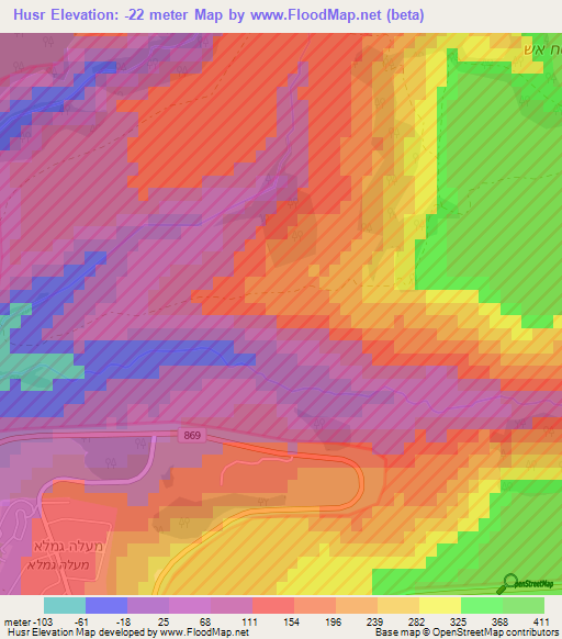 Husr,Syria Elevation Map