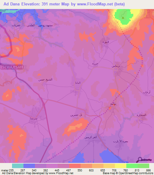 Ad Dana,Syria Elevation Map