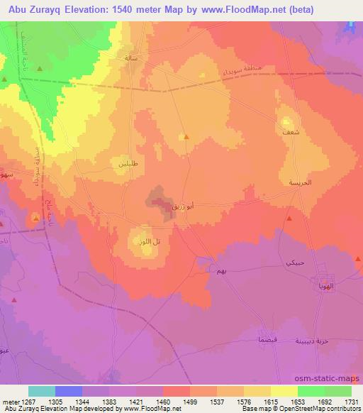 Abu Zurayq,Syria Elevation Map