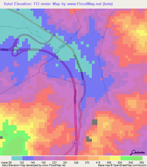 Setul,Malaysia Elevation Map