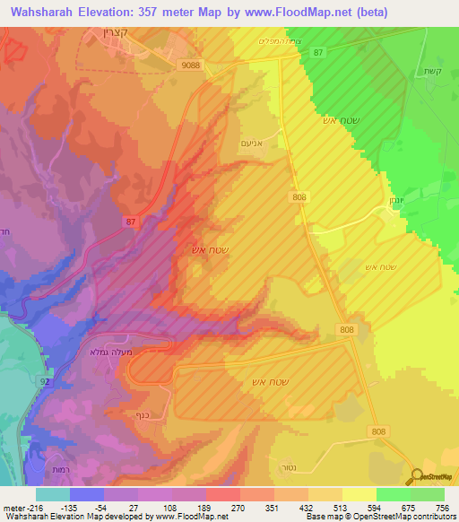 Wahsharah,Syria Elevation Map