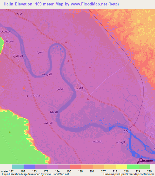 Hajin,Syria Elevation Map