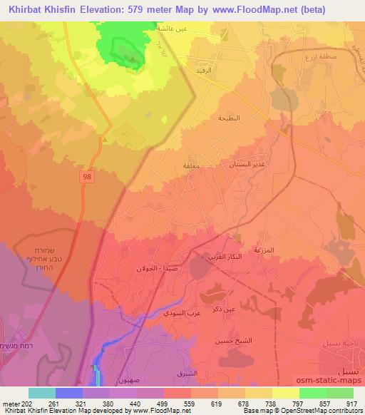 Khirbat Khisfin,Syria Elevation Map