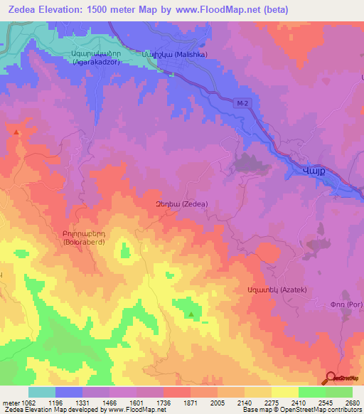 Zedea,Armenia Elevation Map