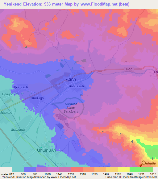 Yenikend,Armenia Elevation Map