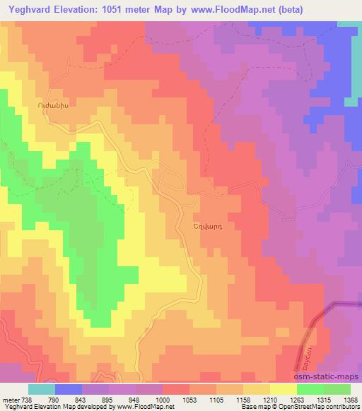Yeghvard,Armenia Elevation Map