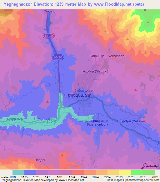 Yeghegnadzor,Armenia Elevation Map