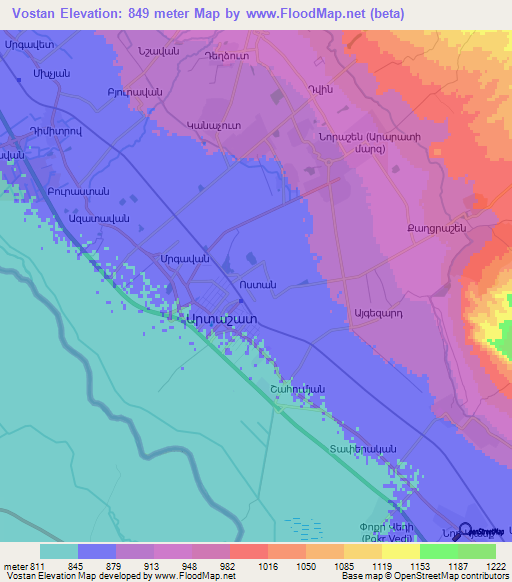 Vostan,Armenia Elevation Map