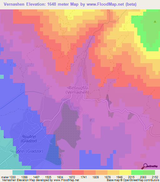 Vernashen,Armenia Elevation Map