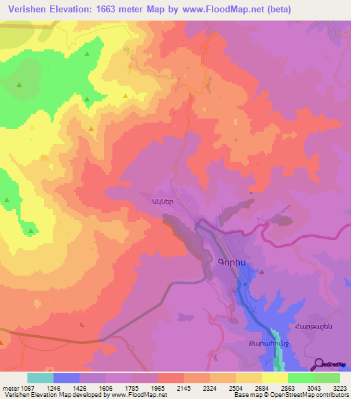 Verishen,Armenia Elevation Map
